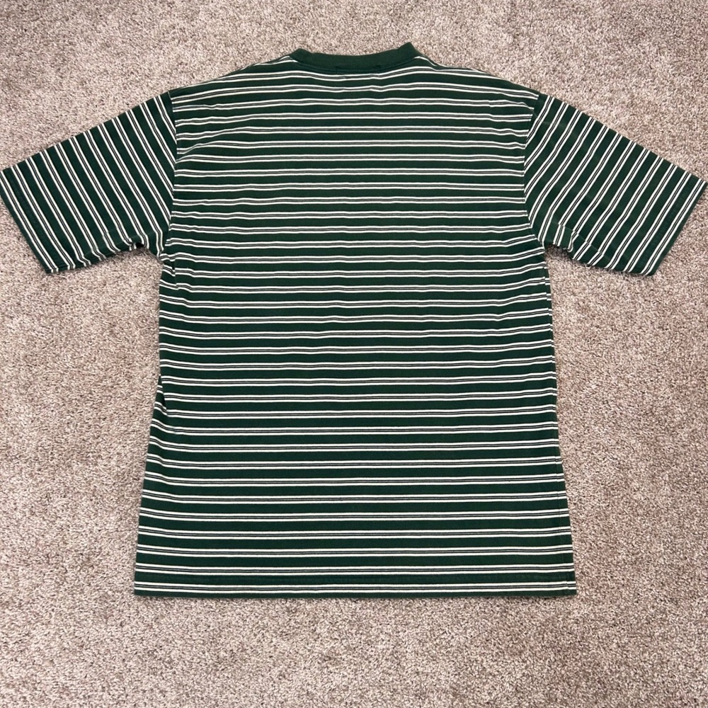 Vintage 90s Tommy Hilfiger Striped Tshirt Crest Men Size Large Green Crewneck - Picture 6 of 7